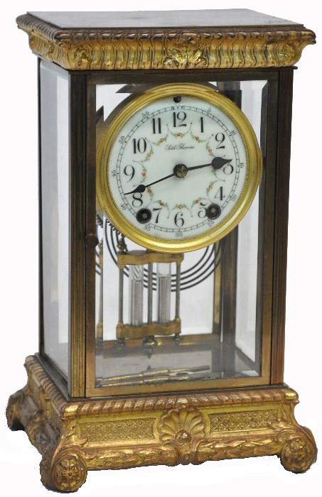 Seth Thomas Bronze & Crystal Antique Clock.