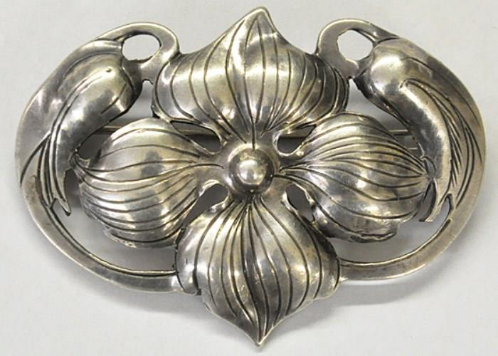 Art Nouveau Design Sterling Silver Kalo Pin.