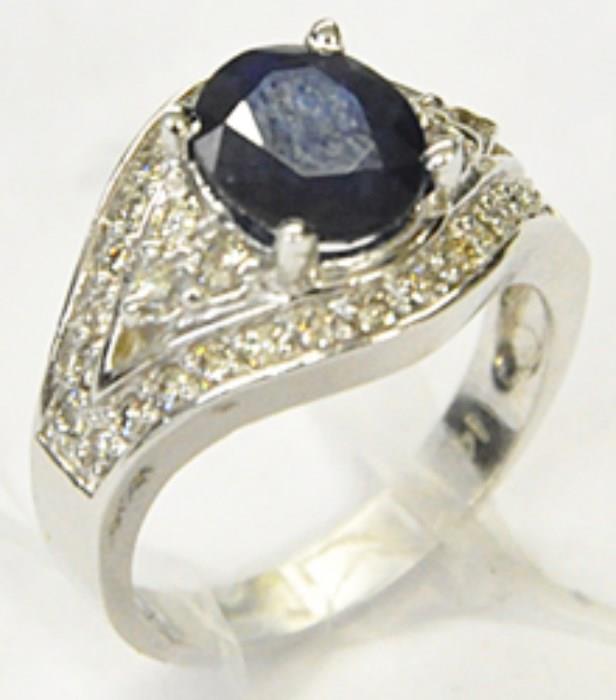 14K Sapphire & Diamond Ladies' Ring.