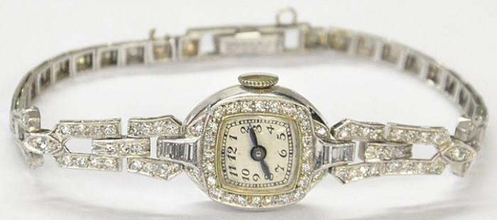Antq. Platinum & Diamond Ladies' Watch.