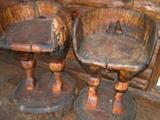 Folk art wood carvings horses a#% seat
