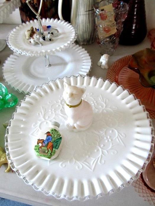 Vintage Silvercrest Pattern Glass Items... Cake Plate,   Petite fore Server 