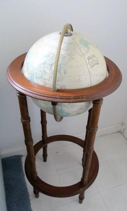 Accent Decorative Wood Stand with world globe
