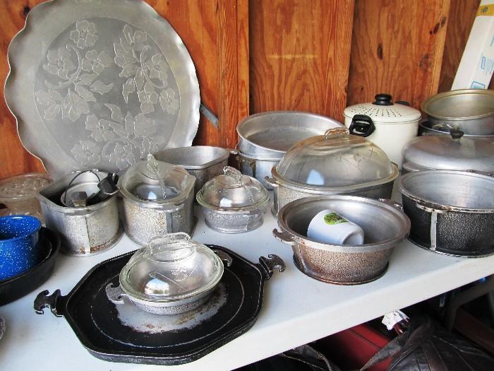 Vintage Cookwares...including Collection of Vintage Guardian Service Aluminum  Cookwares...pots, pans, roasters...good collection