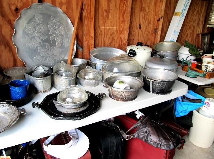 Vintage Cookwares...including Collection of Vintage Guardian Service Aluminum  Cookwares...pots, pans, roasters...good collection