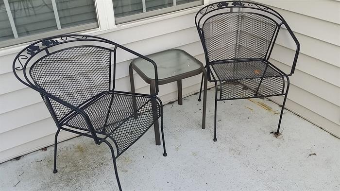 Wrought iron chairs and table
