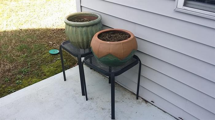 Outdoor tables and ceramic pots