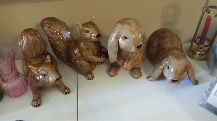 Ceramic squirrels and bunnies