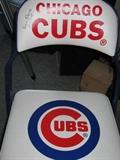CUBS folding chair signed by "Mr. Cub ERNIE BANKS"