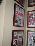 Framed newspaper articles of the BULLS winning championships