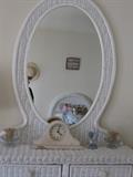 Beautiful wicker dresser and mirror 