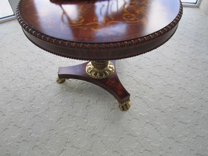 Maitland Smith Occasional Table, Hand Carved Rosewood And Satinwood With Gilded Feet