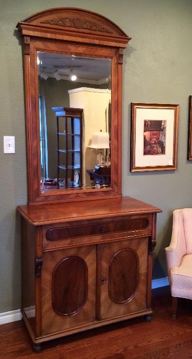 Gorgeous antique foyer chest with mirror.