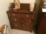 Antique Dry Sink Cabinet, Alabaster Vase