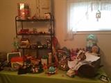 Vintage toys, jar of Star wars figures, Tootsie, ertl, Fisher price
