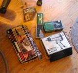 Various new pneumatic tools, used Makita drills,  batteries and chargers, Ryobi drills, batteries and chargers

