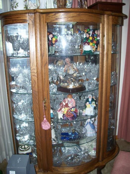 Check out this cabinet FULL of Waterford and Royal Doulton.  Don't worry -  we'll have it all out and beautifully displayed for you, but I wanted to show you a taste of what is in this sale!