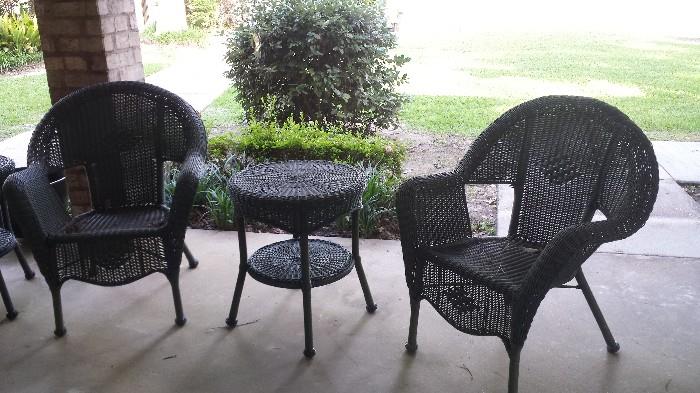 Wicker set - two chairs/two small tables