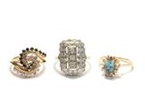 Lot #172 Three 14kt gold diamond rings