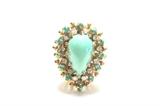 Lot #181 14kt gold, diamond turquoise ring