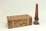 Lot #51 Brass lap desk, wooden obelisk