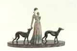 Lot #59 Art Deco Girl with Dogs