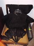 Victorian lace, feather fan and beaded lace "collar"