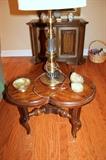 End table and brass lamp