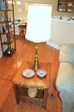 Thomasville end table and brass lamp