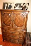 Thomasville chest-of-drawers and vintage photos / frames