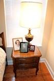 Thomasville nightstand and brass lamp