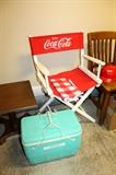 Coca-Cola chair and vintage Igloo cooler