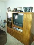 entertainment center plus TV and records