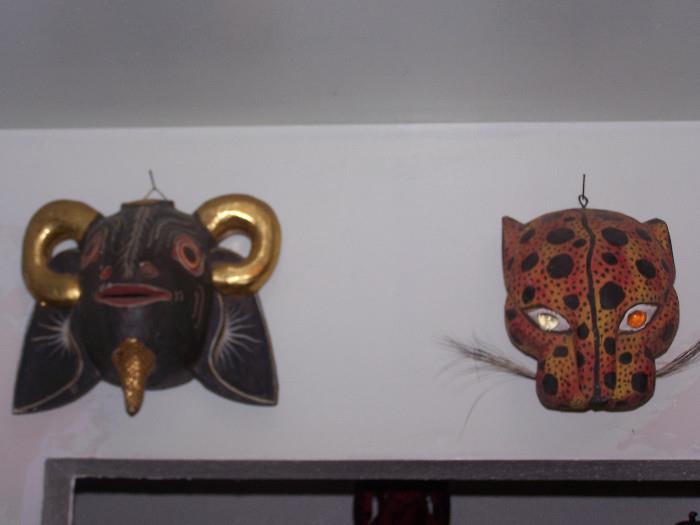 CARVED DECORATIVE MASKS FROM MEXICO