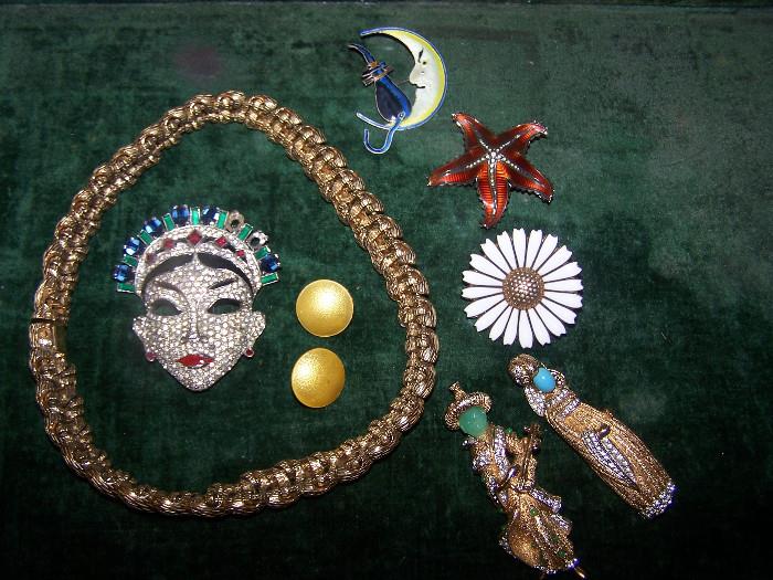 RARE Costume Jewelry by Ciner; Mazer; Nettie Rosenstein; Mid Century Silver & Enamel Jewelry - David Andersen; Hugo Hovarth