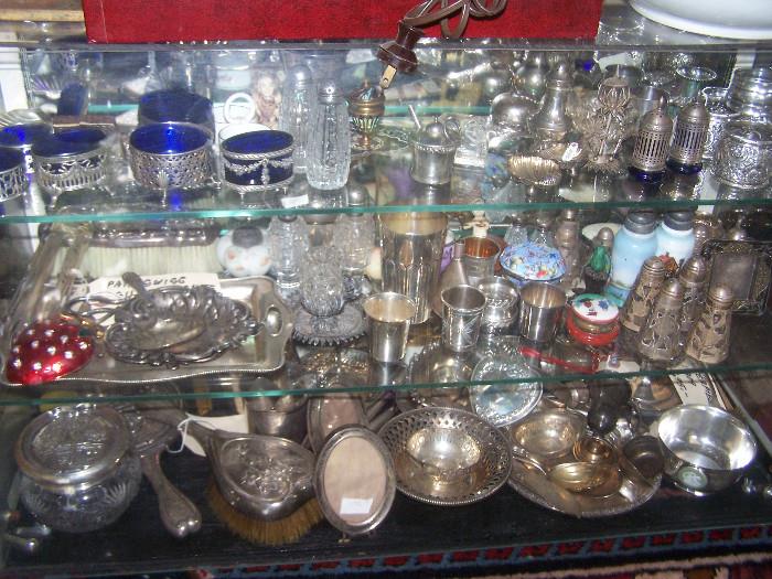 Collection of Silver Salt Dishes; Jigger Cups; Julep Cups; Frames; Dresser Accessories