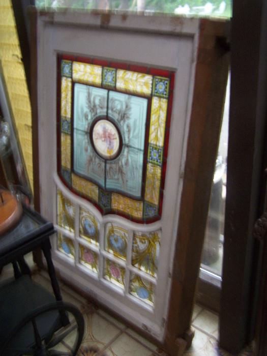 Scottish/English Victorian Stained Glass Window with "Fireglass" Enamelling.