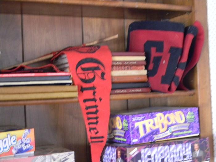 Grinnell College Yearbooks, Pennant, and Stadium Blanket 1940s