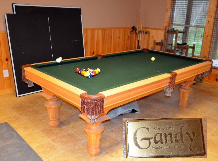 Gandy Pool Table with Ping Pong Table top & accessories.