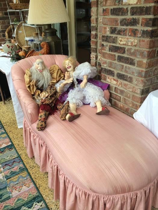             Chaise lounge; whimsical dolls