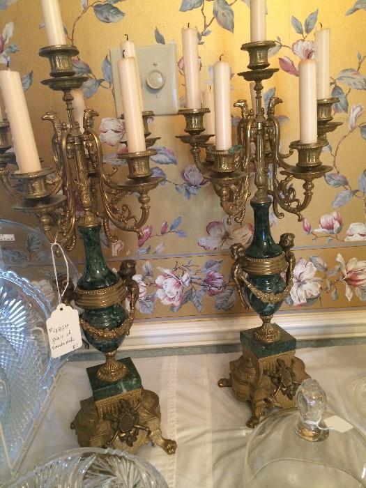          Exquisite bronze & marble candelabras