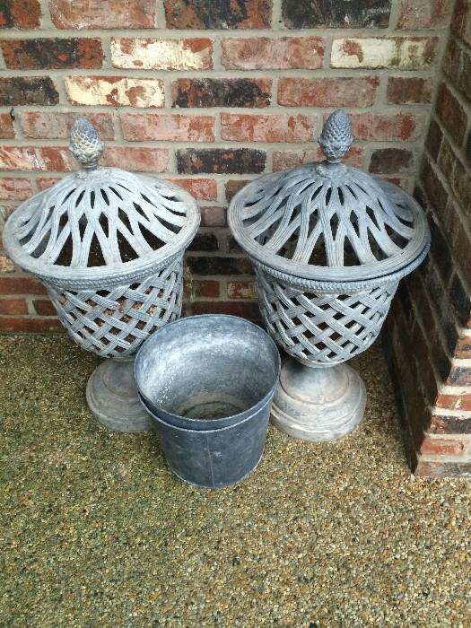                  Vintage lined planters/urns