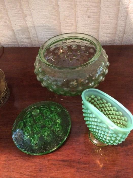                        Green Fenton glassware
