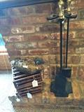               One of several decoys; fireplace tools