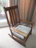 side view of Mission Oak, Stickley Rocking Chair, Signed/Stamped
