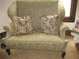 Antique settee in fabulous fabric!