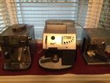 Three espresso makers. When the owner liked something, he bought many! 