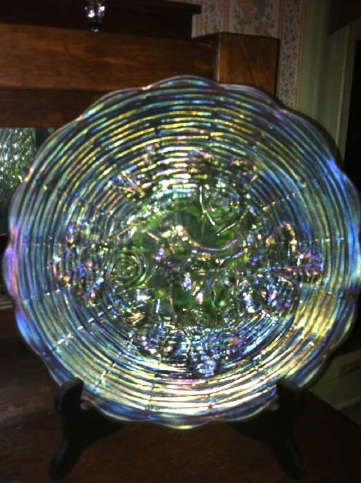 Fabulous Green Rose Show by Northwood (Carnival Glass)