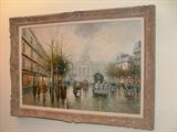 J. Gaston original oil on canvas with hand carved wooden frame
