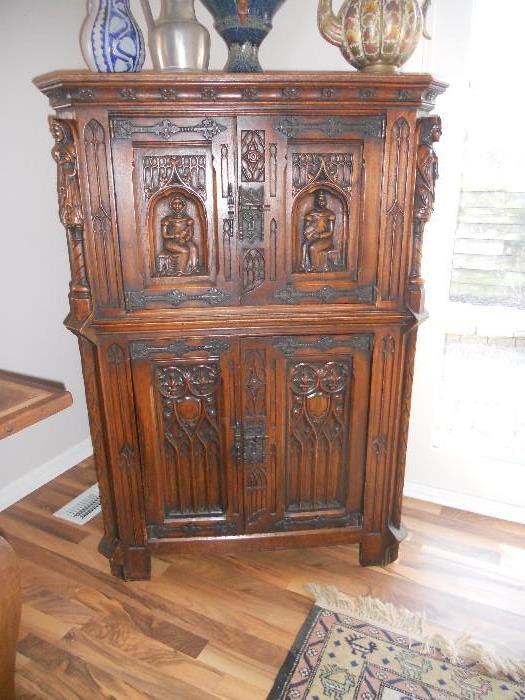  Gothic style carved oak (average size) Liquor/storage  cupboard 